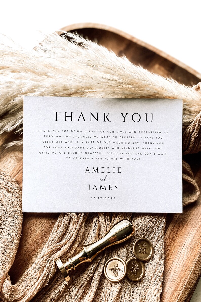 Generosity Card Modern Wedding Thank You Card Template, Minimalist Script (digital ...