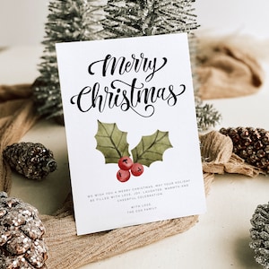 Modello per biglietto di auguri di Buon Natale, biglietto di Natale stampabile, download immediato, modificabile con TEMPLETT, biglietti di Natale modificabili, fai da te, #COX