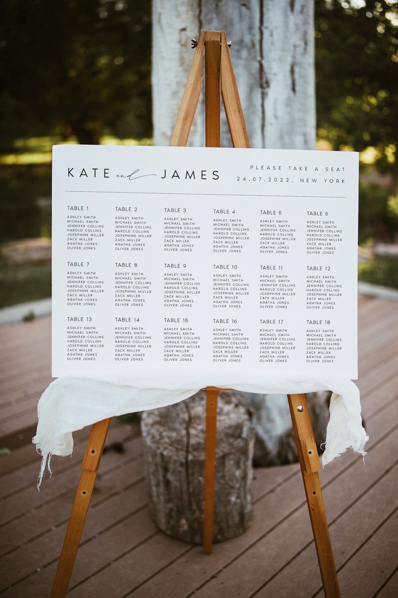 Modern Seating Chart Template, Minimalist Editable Instant Download Seating Plan, Templett, Digital Download, Wedding Seating Chart, KATE image 3