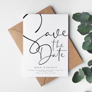 Save the Date Karten, Hochzeit Save the Date mit Umschlägen, Minimalistische und moderne Hochzeitskarte, personalisiertes Briefpapier, #DANL