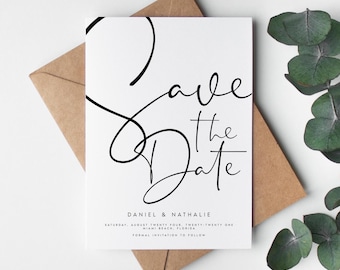 Tarjetas minimalistas para guardar la fecha de boda, anuncios modernos DANL