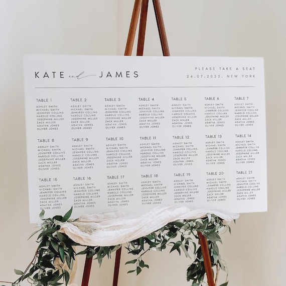 Modern Minimalist Wedding Seating Chart Template (Digital Download) KATE