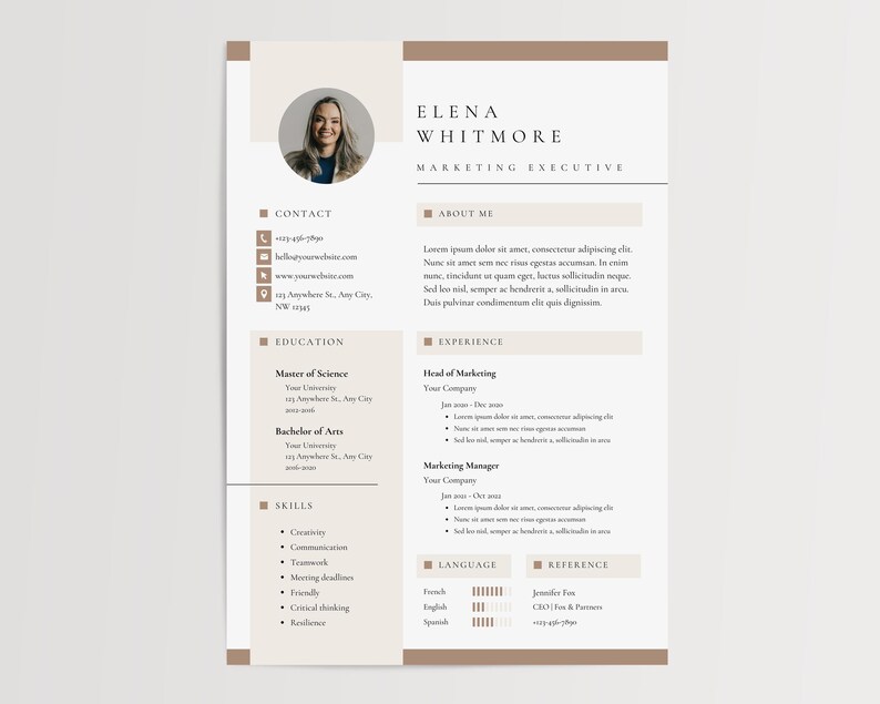 Executive Resume Template Editable in Canva: ATS Compatible CV (digital ...