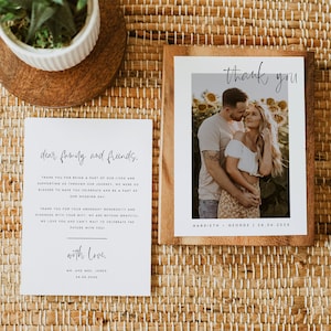 Modernes Foto Hochzeit Dankeskarten Vorlage, SOFORTIGER Download Dankeschön Hinweis, 100% bearbeitbar, druckbar, doppelseitig, DIY, #HARTH