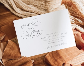 Rustikale Kalligraphie Save the Date Kartenvorlage (digitaler Download) ANTN