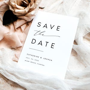 GEDRUKT + VERZONDEN Save the Date-kaarten, minimalistische moderne bruiloft Save the Date-kaarten, Save Our Date-kaart met gratis enveloppen, #KATE