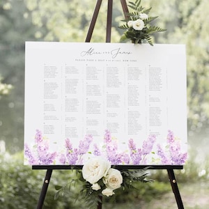 Purple Wedding Table Plan, Purple Wedding Seating Chart Template, Editable, Printable Seating Sign, INSTANT DOWNLOAD, #ALCL