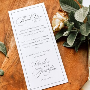 Plantilla clásica de nota de agradecimiento para bodas, carta de agradecimiento tradicional para la mesa de bodas, imprimible, Templett, descarga instantánea, editable, #CCL