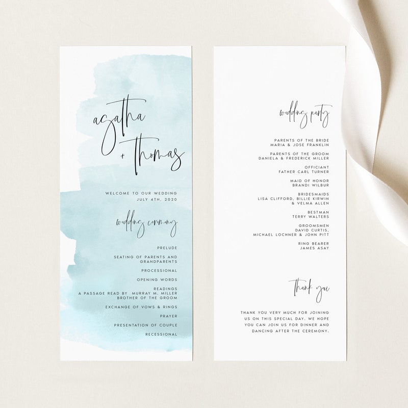 Wedding Program Baby Blue - Etsy