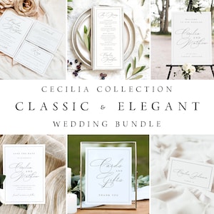 Elegant & CLASSIC Wedding Bundle, Minimalist Wedding Invitation Set, Editable Templates Wedding Stationery, Instant Download, Templett, #CCL