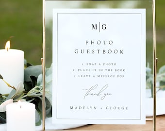 Photo Guest Book Sign, Wedding Photo Guestbook Sign, Photo Guestbook Printable, Personalized Wedding Guestbook Sign, TEMPLETT, #MDLN