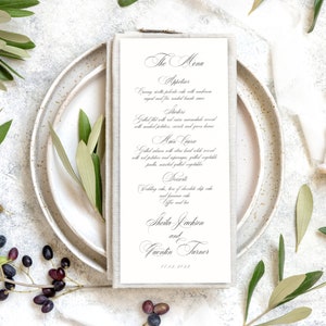 Printable Wedding Menu Template, Classic, Elegant, Simple Calligraphy Wedding Menus, Templett, Fully Editable Menus, INSTANT Download, #SHL