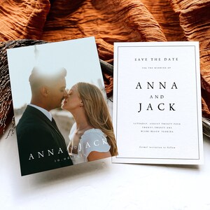 GEDRUCKTE Doppelseitige Foto-Save the Date-Karten, minimalistische moderne Hochzeit Save the Dates, speichern Sie unsere Datumskarte mit KOSTENLOSEN Umschlägen, #NNA