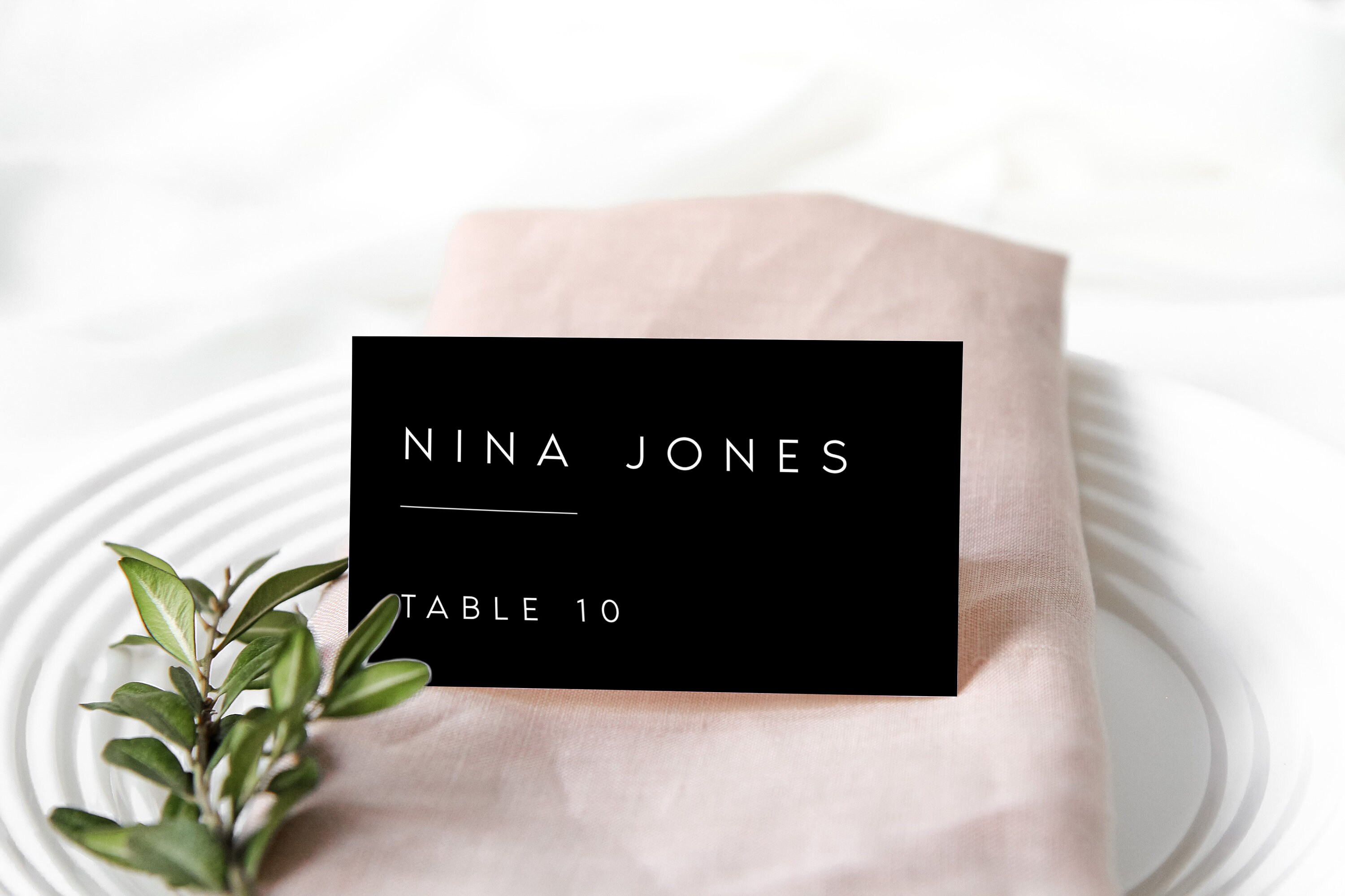 Modern Black Wedding Escort Card Template Minimalist | Etsy