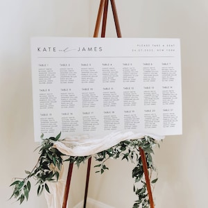 Modern Wedding Seating Chart Template, Elegant Wedding Seating Plan Sign, Classic, Printable, Editable, Templett INSTANT Download, KATE image 4