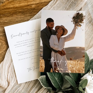 Carte de remerciement de mariage photo imprimée, carte de remerciement de mariage minimaliste, carte de remerciement de mariage bohème, cartes de remerciement modernes imprimables, #NNC