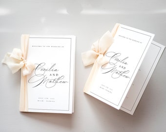 Elegant Wedding Program Template, Foldable Wedding Program, Minimalist Wedding Program, Folded Program Wedding Instant, Templett, #CCL