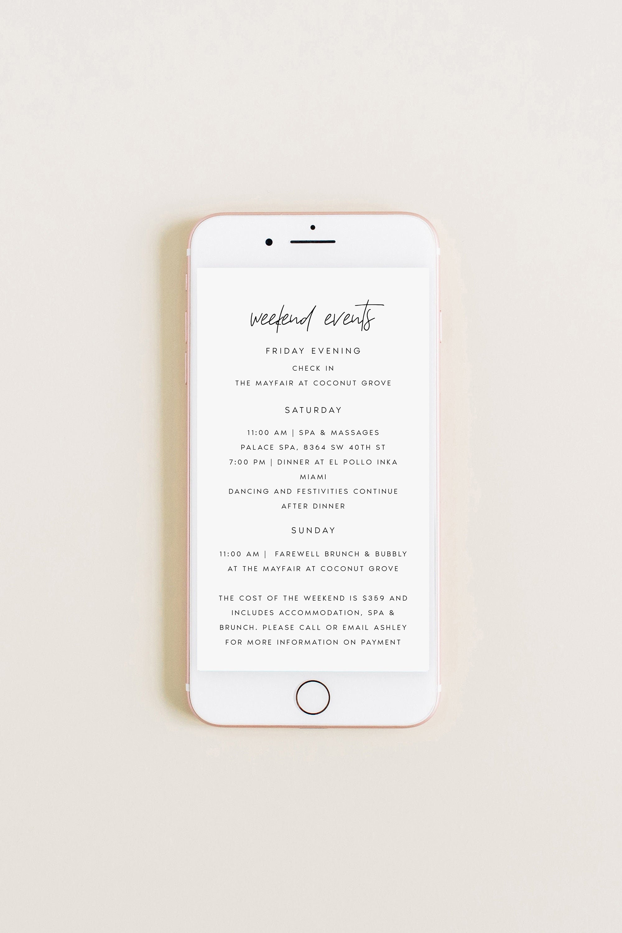 Electronic Bachelorette Invitation And Itinerary Template Etsy Israel