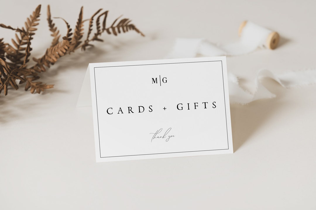 Modern Cards and Gifts Sign, Minimalist Wedding Template (digital ...