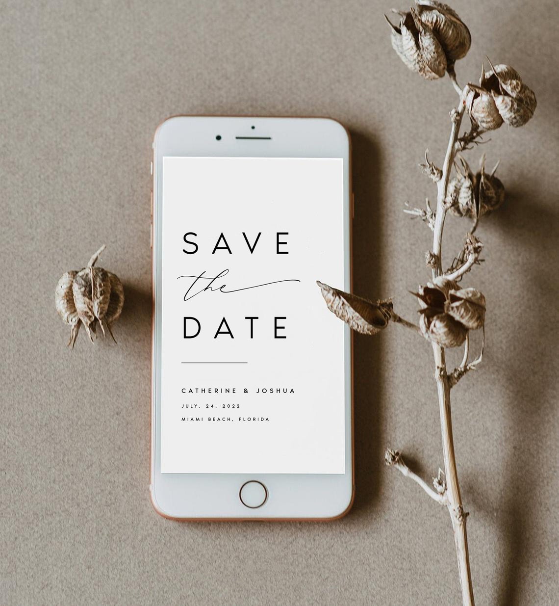 Electronic Save The Date Template Minimalist Digital Save The Etsy