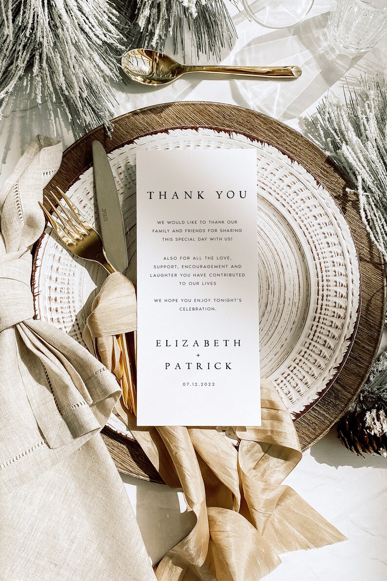 Minimalist Wedding Table Thank You Card Template (instant Download ...