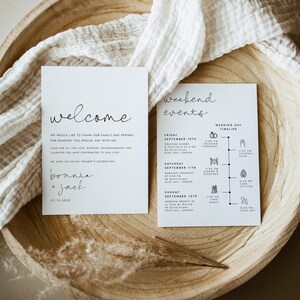 Modern Wedding Itinerary Template, Wedding Weekend Timeline, Schedule of Events, Editable, Printable, Digital Download, TEMPLETT