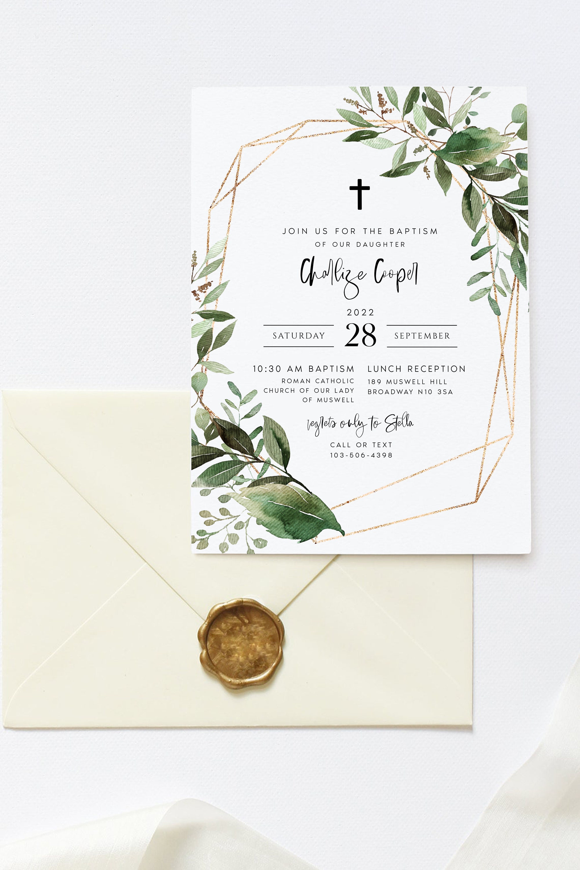 Elegant Greenery Wedding Invitation Template DIY Printable Templett #FL95F Wedding Invite Set Edit Yourself Editable Digital Download