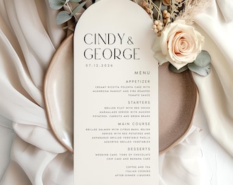 Arch Wedding Menu Card, Modern Minimalist, Textured Paper - CNDY