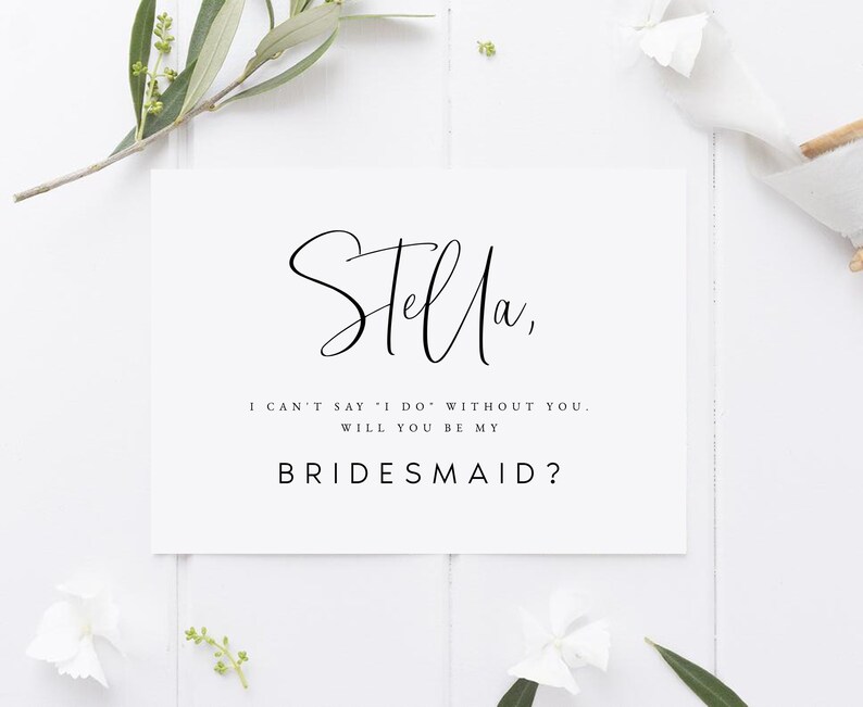 Modern Bridesmaid Proposal Card, Printable Will You Be My Bridesmaid Card Template, Maid Of Honor Proposal, Minimalist Bridesmaid Card image 2