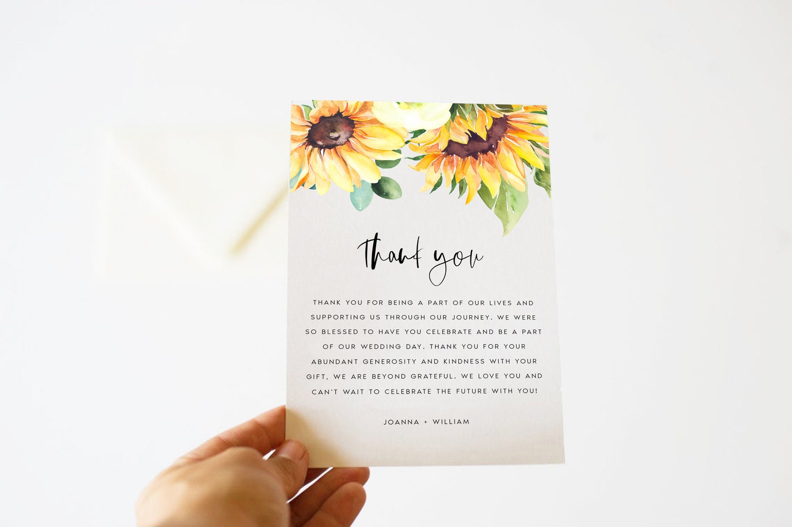 Sunflower Thank You Card Template, Printable (edit With Templett ...
