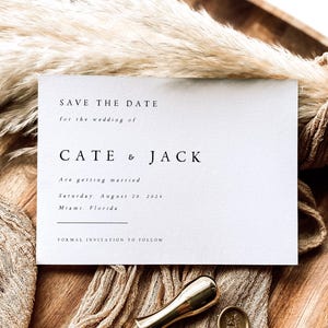 GEDRUCKT + VERSENDET Minimale Save the Date Karten, minimalistische moderne Hochzeit Save the Dates, Speichern Sie unsere Datumskarte mit kostenlosen Umschlägen, #CATE