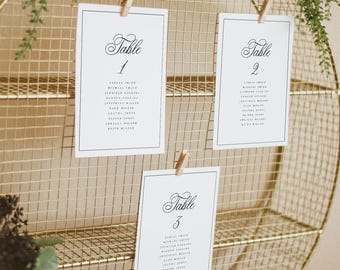 Tarjetas elegantes para la distribución de asientos de bodas, plantilla minimalista de mesa (4x6, 5x7) CECILIA2