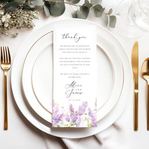 Elegant Lavender Wedding Thank You Cards, Purple Floral Printable Cards, Personalized Thank You Cards, Editable Instant Download, #ALCL