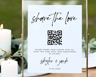 Share the Love QR Code Sign Template, 5x7 and 8x10 Photo Album Share QR Code, Photo Sharing App, Google Photos, Editable, Templett, #SKR
