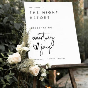 Rehearsal Dinner Welcome Sign, the Night Before Welcome Sign, Modern ...