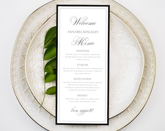 Elegant Script Wedding Menu Template: Minimalist Design (Digital Download) ANNBL