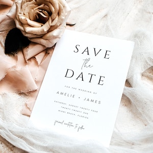 DRUCK + VERSAND Save the Date Karten, minimalistische moderne Hochzeit Save the Dates, Save Our Date Karte mit kostenlosen Umschlägen, #AMELIE