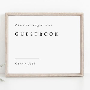 Guestbook Wedding Sign Template, Modern Guest Book Wedding Signage, Instant Download, Printable Minimalist Sign, Editable Template, #CATE
