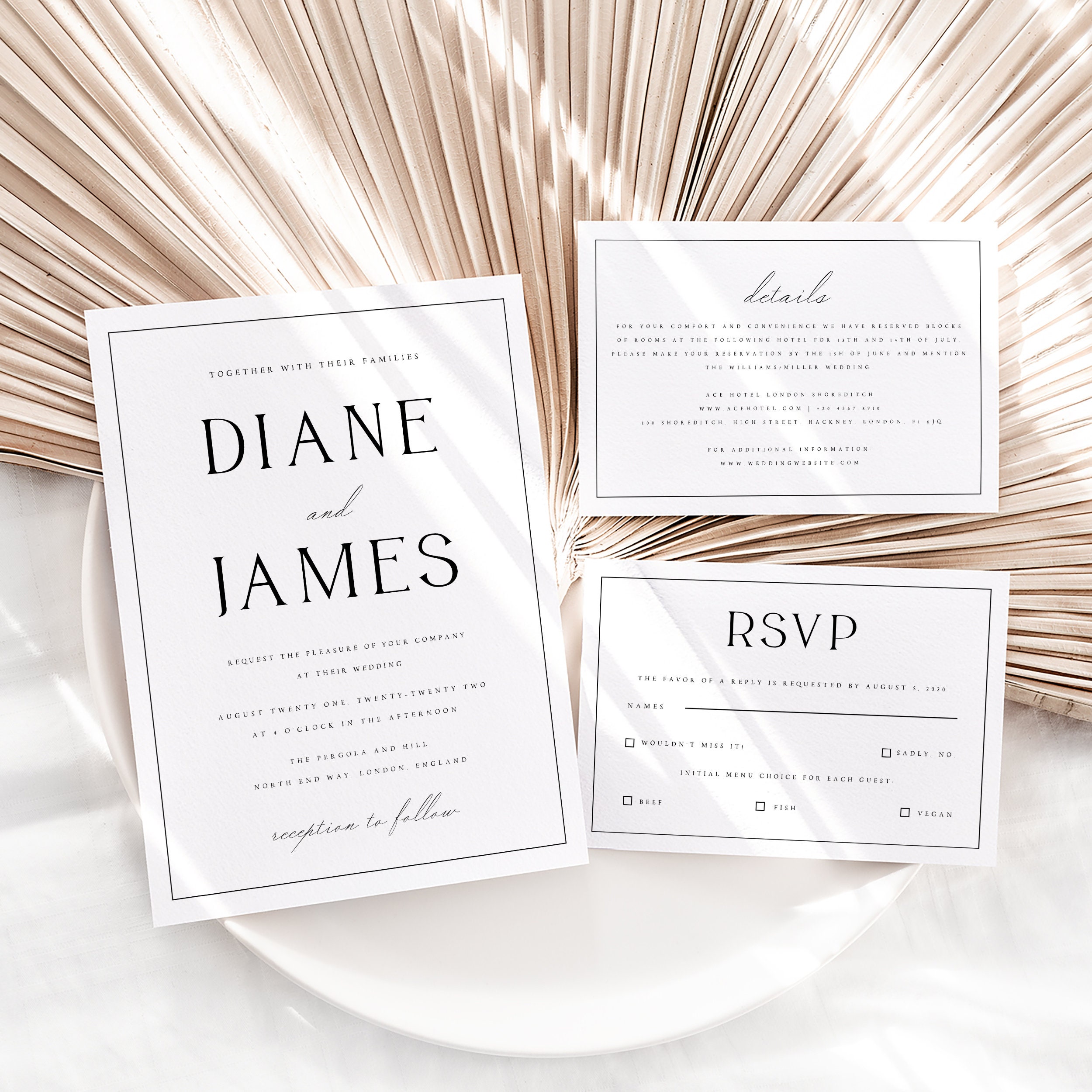 Wedding Invitation Template Set, Classic, Elegant & Border, Wedding  Invitation Suite, Printable, Editable, Templett INSTANT Download, #DIANE -  Etsy