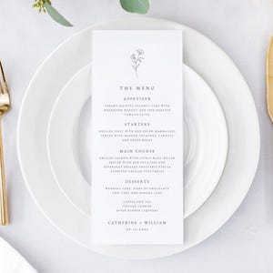 Plantilla de menú de boda de bellas artes, plantilla de menú de boda de vid, menú de boda botánico, tarjeta de menú imprimible, descarga instantánea, TEMPLETT, #CATHER