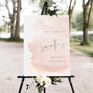 Bridal Shower Welcome Sign PRINTABLE, Blush Pink Welcome Sign Template, Bridal Shower Printable Sign, Calligraphy, Instant Download, #SAMAN