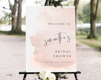 Bridal Shower Welcome Sign PRINTABLE, Blush Pink Welcome Sign Template, Bridal Shower Printable Sign, Calligraphy, Instant Download, #SAMAN