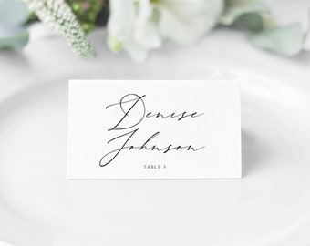Script Place Card Template, Printable Wedding Escort Card, Editable Name Card, Minimal Seating Card, INSTANT DOWNLOAD, #SCR735