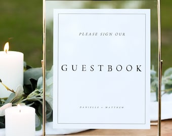 Modern Script Wedding Guestbook Sign, Minimalist Tabletop Decor (Digital Download) DNLL