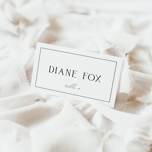 Plantilla para tarjeta de lugar de boda, clásica y con borde, elegante, imprimible, editable, descarga instantánea. #DIANE