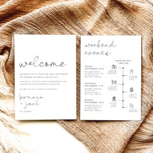 Modern Wedding Itinerary Template, Wedding Weekend Timeline, Schedule of Events, Editable, Printable, Digital Download, TEMPLETT