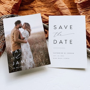 Modern Photo Save the Date Template Download, Double-Sided Invitation Card, Editable Printable Save our Date Invites, (Instant Access) KATE image 4