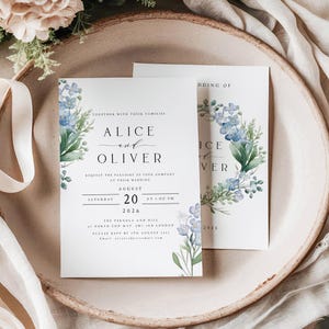 Elegante Blumenhochzeitseinladung, Hochzeitseinladung, Blumenkranz mit Umschlägen, Wildblumenkranz, Blumenkranz, #029