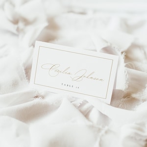 Modelo de cartão de lugar para casamento, clássico, dourado, plano e com estampa de tenda, cartão de lugar elegante, para impressão, editável, cartões de download instantâneo, #CNDC