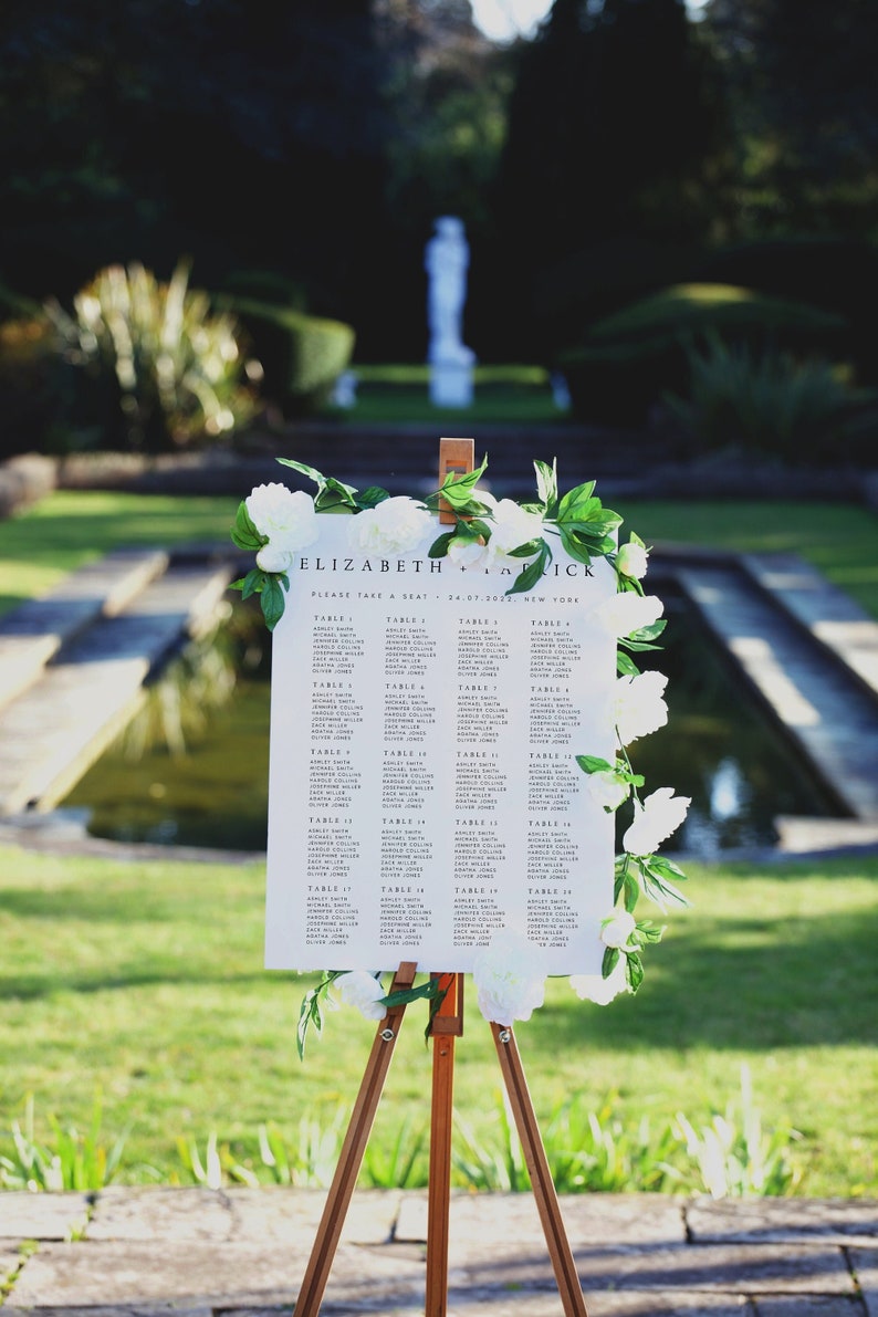 Elegant Wedding Seating Chart Sign, Modern Printable Template (INSTANT ...